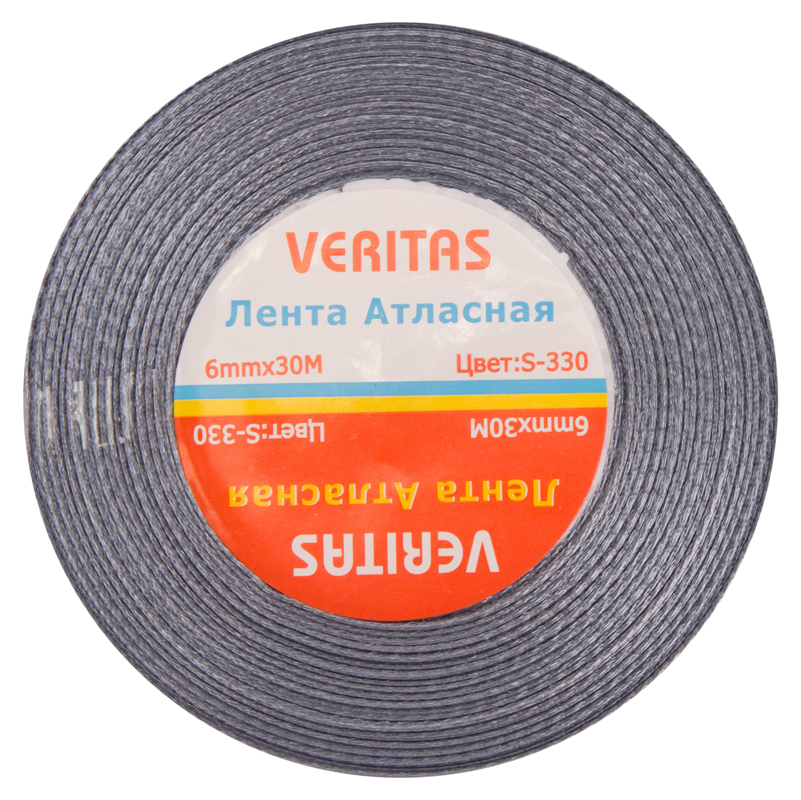 Лента атласная Veritas шир 6мм цв S-330 серый (уп 30м)3