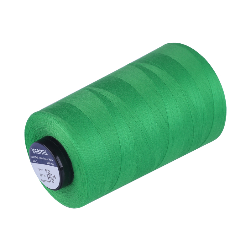 Нитки швейные 100% PE 40/2 цв S-052 зеленый (боб 5000ярдов) VERITAS2