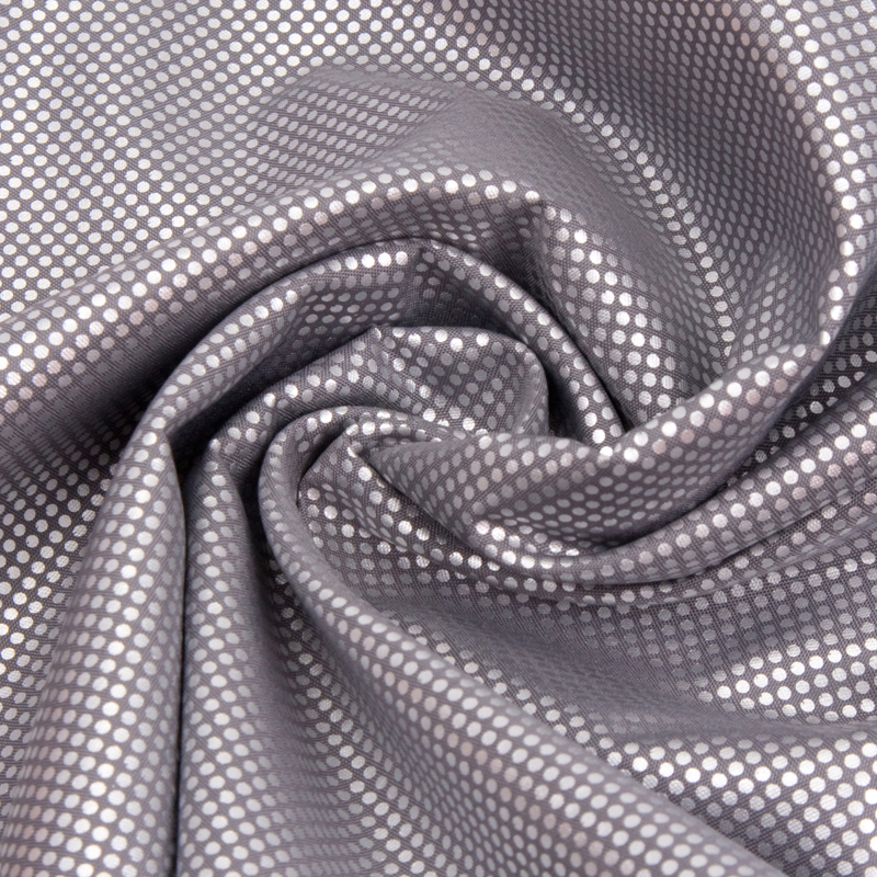 Ткань подкладочная Pongee, 65гр/м2, 100пэ, 150см, фольгированная матовая (серебро), серый/S204, (50м0