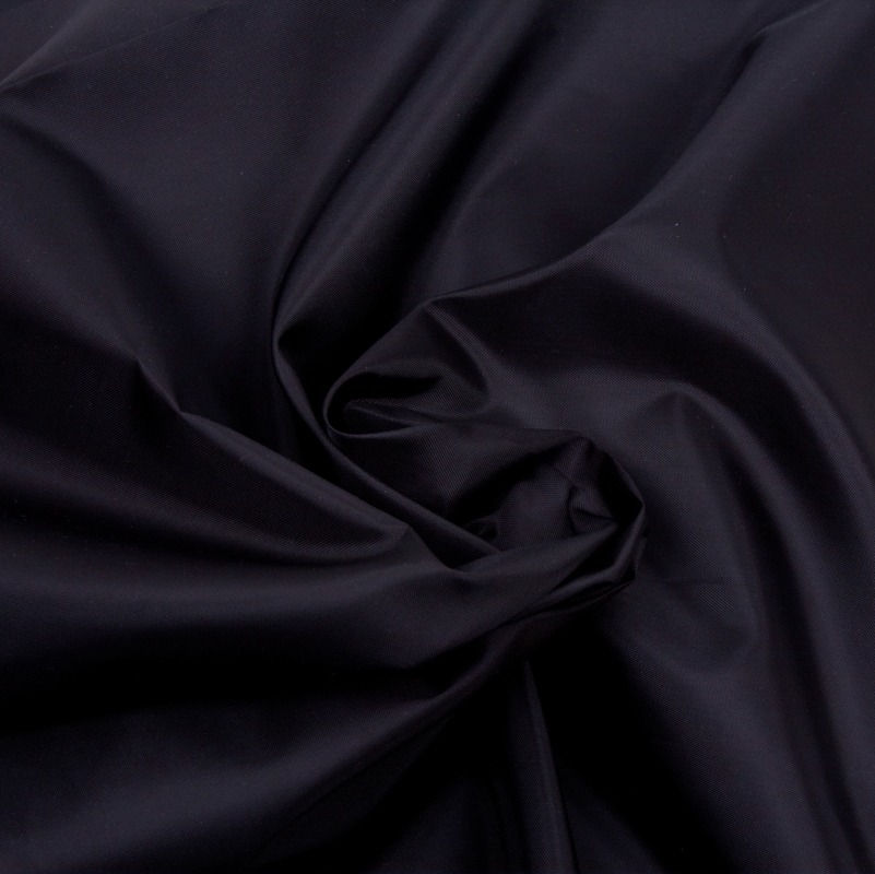 Ткань курточная Таффета 190T, WR/PU, 60гр/м2, 100пэ, 150см, черный/S580, (рул 100м) D0