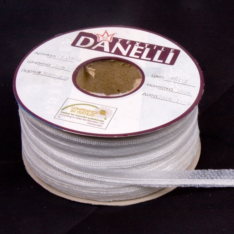 Тесьма в пройму по косой усиленная сутажом цв белый 10мм (рул 100м) Danelli LK4YP55 (WK551)6
