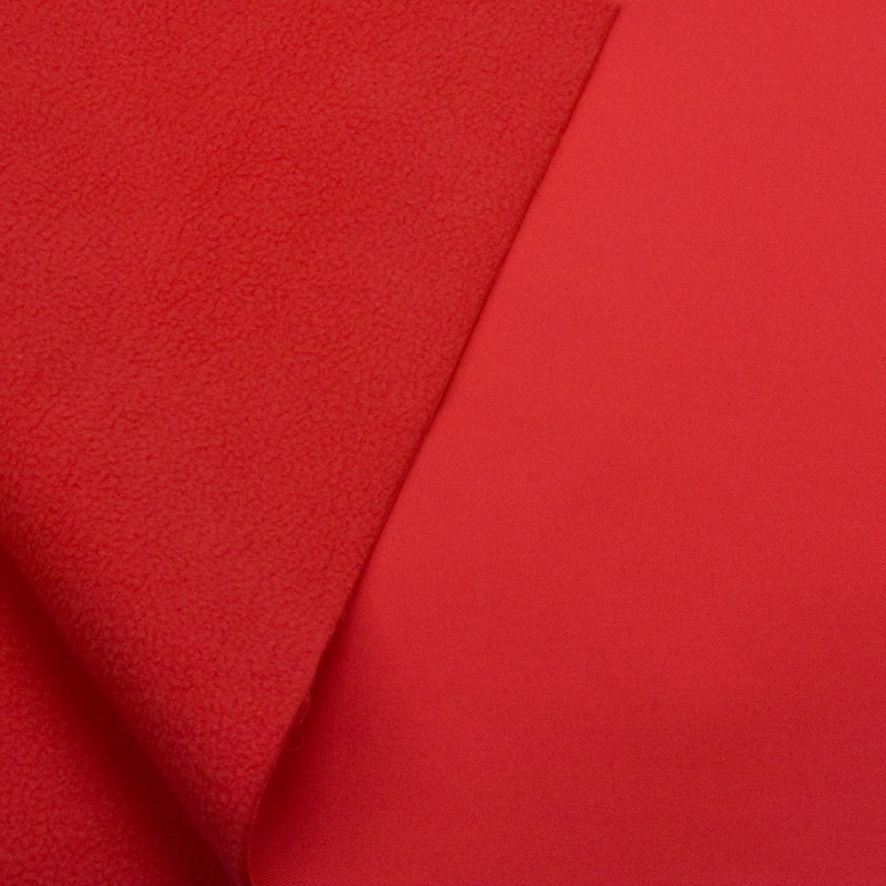 Ткань мембранная Texshell Twill, WR TPU 3k/15k Fleece, 320гр/м2, 100пэ, 150см, красный /S820, (рул 12