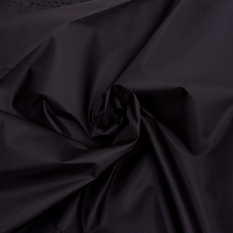 Ткань курточная Таффета 190T, WR/PU Silver, 65гр/м2, 100пэ, 150см, черный/S580, (рул 100м) D0