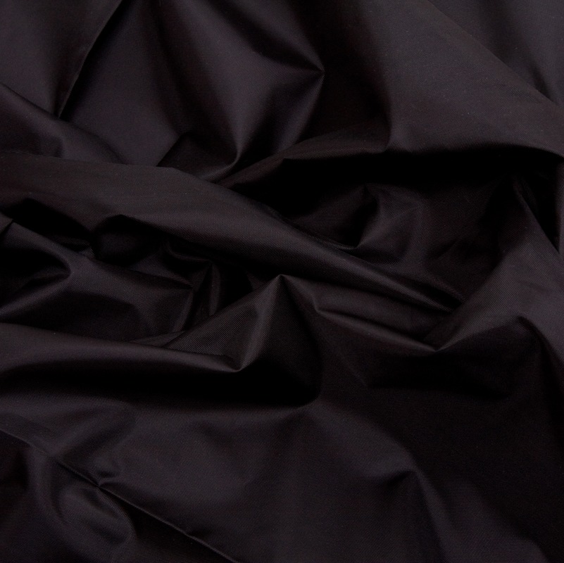 Ткань курточная Таффета 190T, WR/PU Silver, 65гр/м2, 100пэ, 150см, черный/S580, (рул 100м) D1