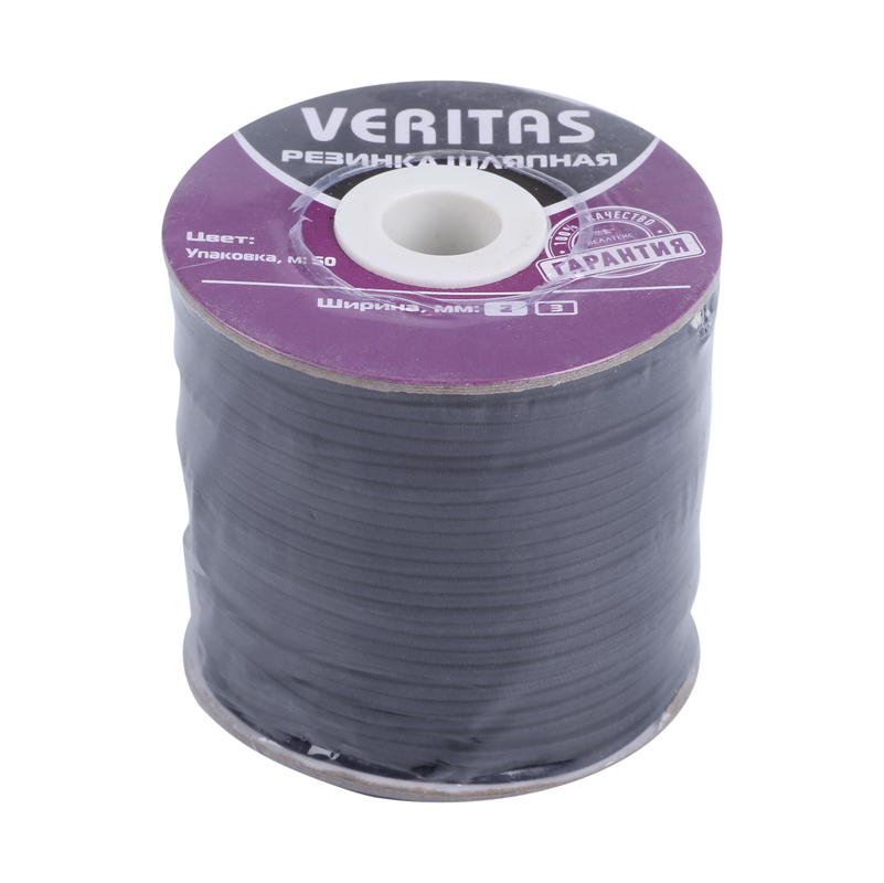 Резинка шляпная цв серый тёмный 2мм (уп 50м) Veritas S-1683