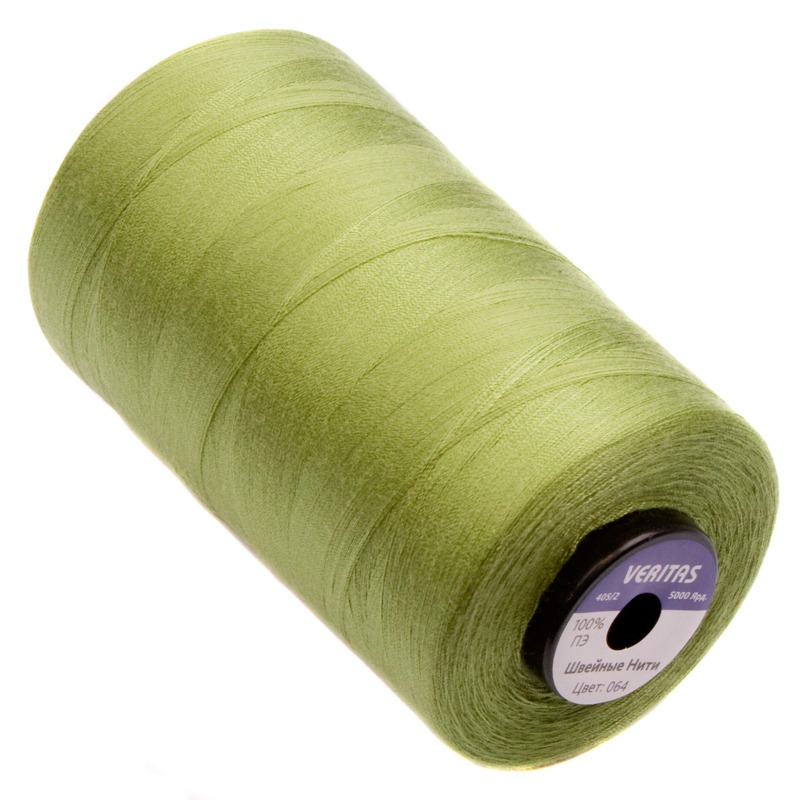 Нитки швейные 100% PE 40/2 цв S-064 зеленый светлый (боб 5000ярдов) VERITAS1