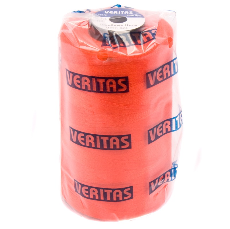 Нитки швейные 100% PE 40/2 цв S-024 оранжевый темный (боб 5000ярдов) VERITAS2